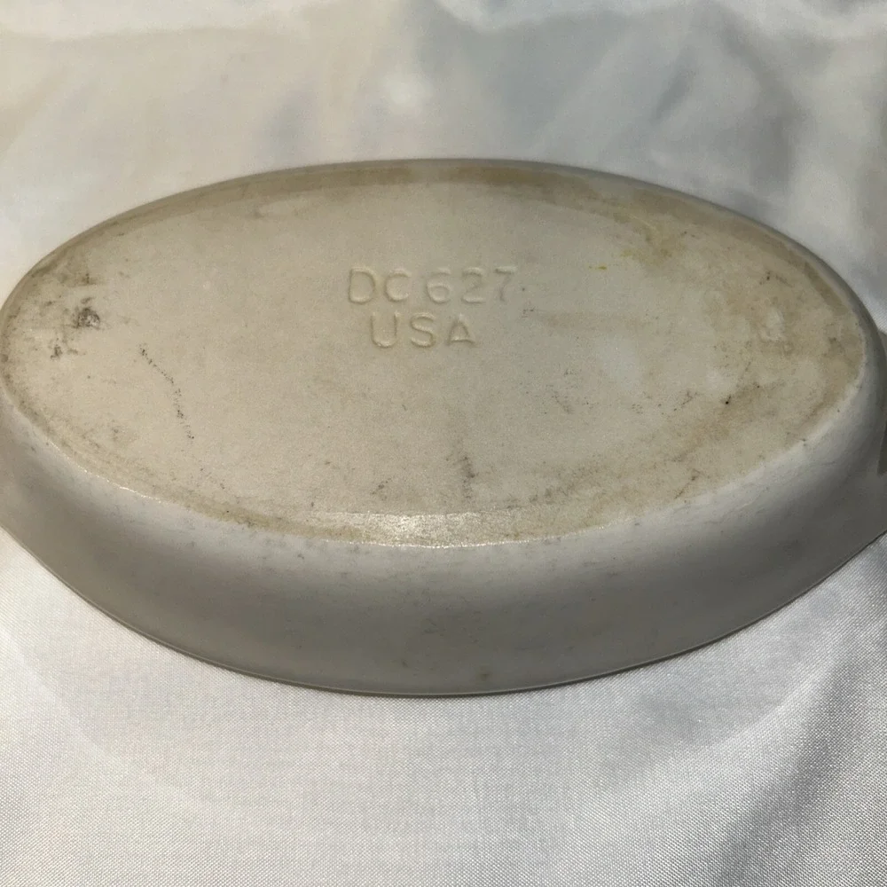 vintage white restaurant ware Dc 627 USA Oval Baking Dish Hall
